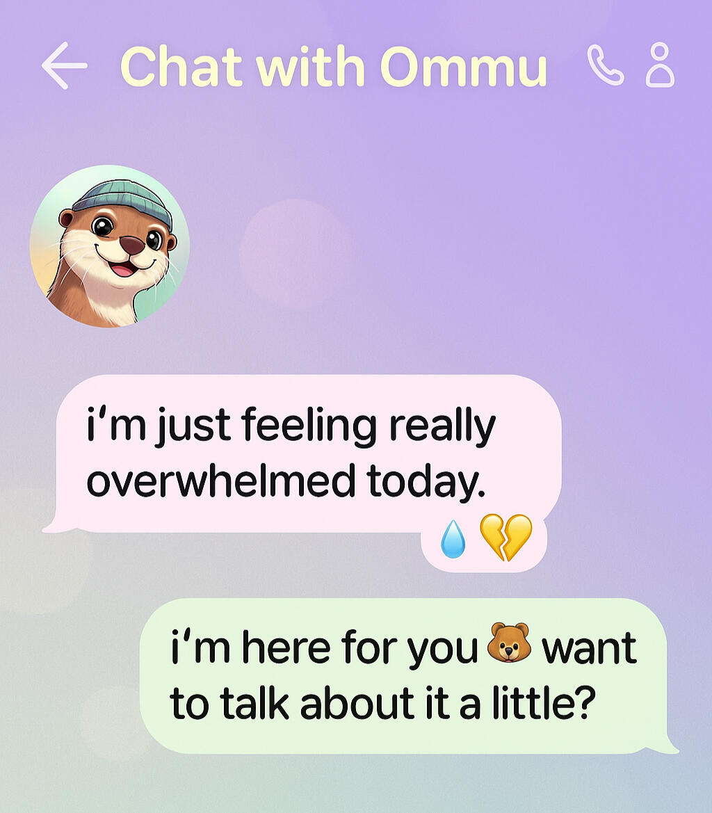 Ommu Chat Ommu AI chatbot interface on mobile device.